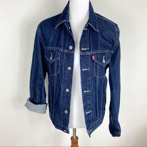 Levi’s Mens/Unisex Dark Blue Jean Trucker Jacket